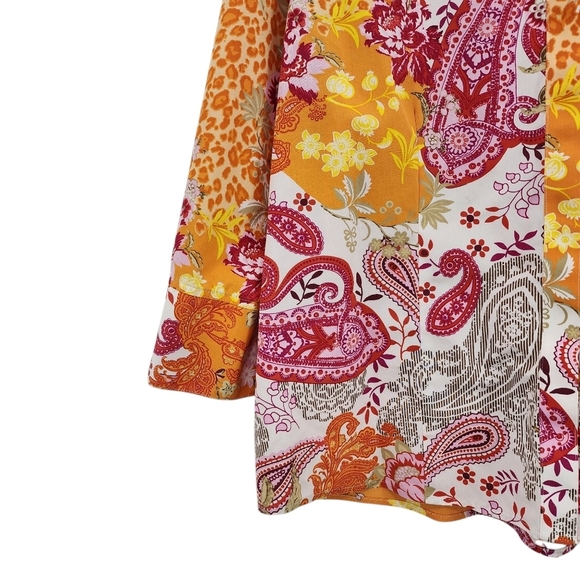 Chico's Women's 100% Cotton Paisley No Iron Button Down Shirt - Picture 5 of 8